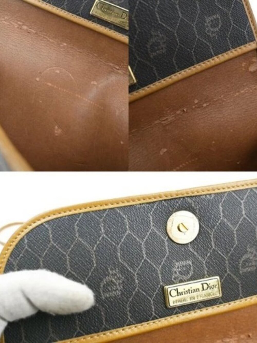 CHRISTIAN DIOR Logo Honeycomb Mini Shoulder Bag PVC Leather BLack GHW 61CA697 - Picture 13 of 15